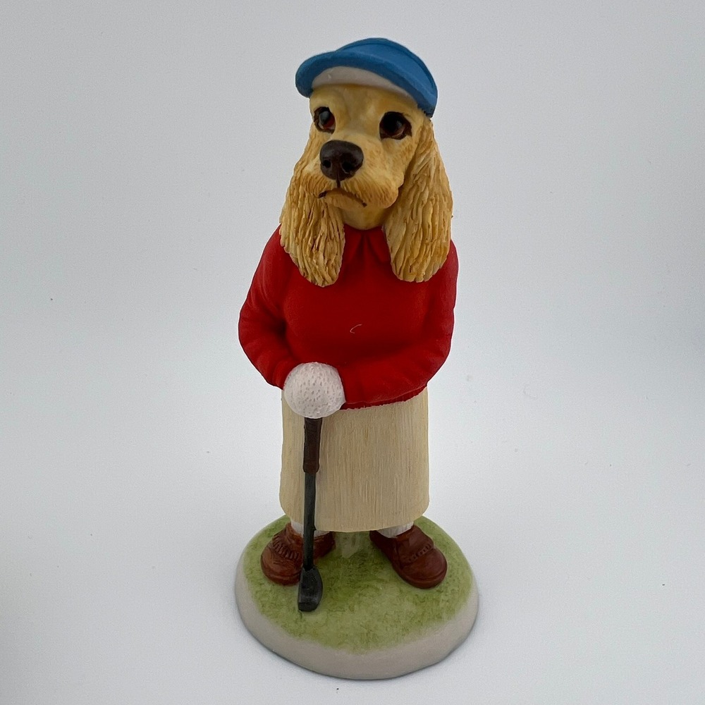 Robert Harrop Dog Figurine Golfer Lady CC39 Cocker Spaniel Golf Decor